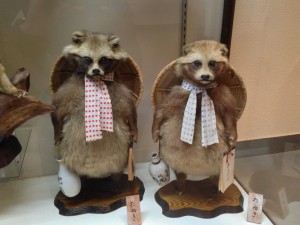 ロビーに展示してあるたぬき